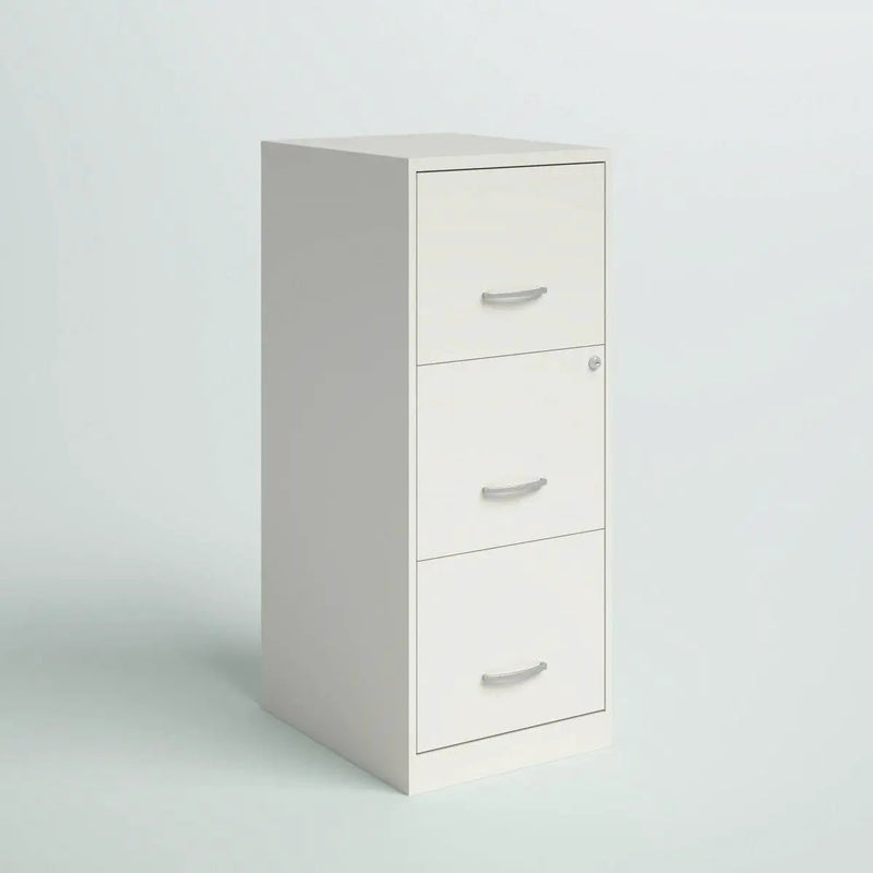White Metal 3-Drawer Vertical File Cabinet with 2 Locking Drawers by HomePacific