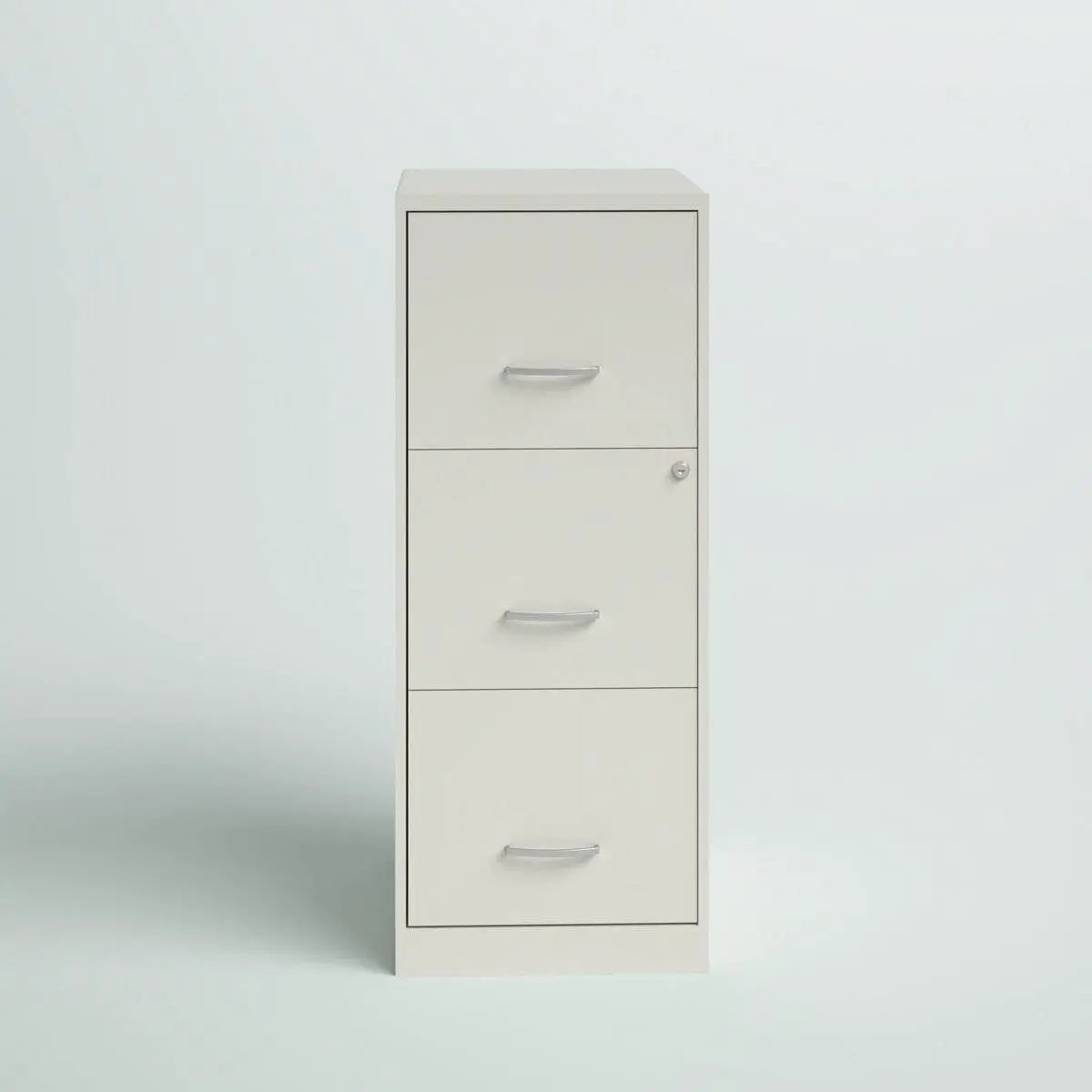 White Metal 3-Drawer Vertical File Cabinet with 2 Locking Drawers by HomePacific