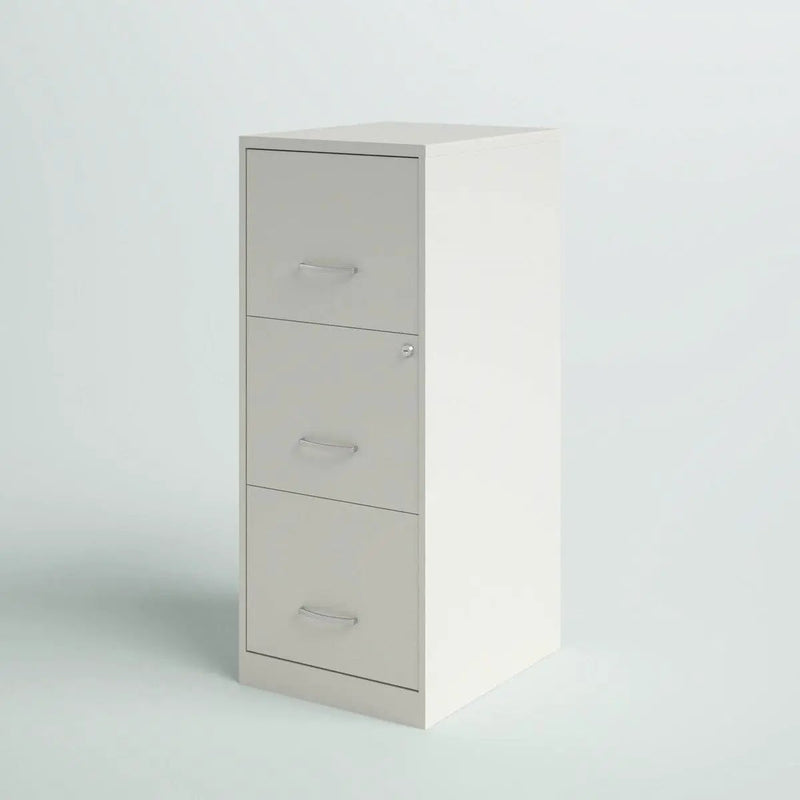 White Metal 3-Drawer Vertical File Cabinet with 2 Locking Drawers by HomePacific
