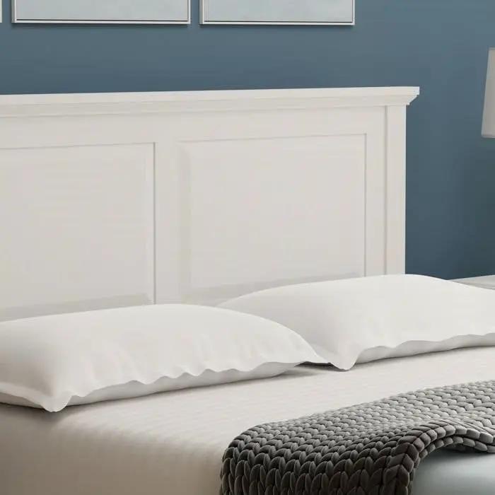 Queen Traditional Solid Oak Wooden Platform Bed Frame with Headboard in White by HomePacific