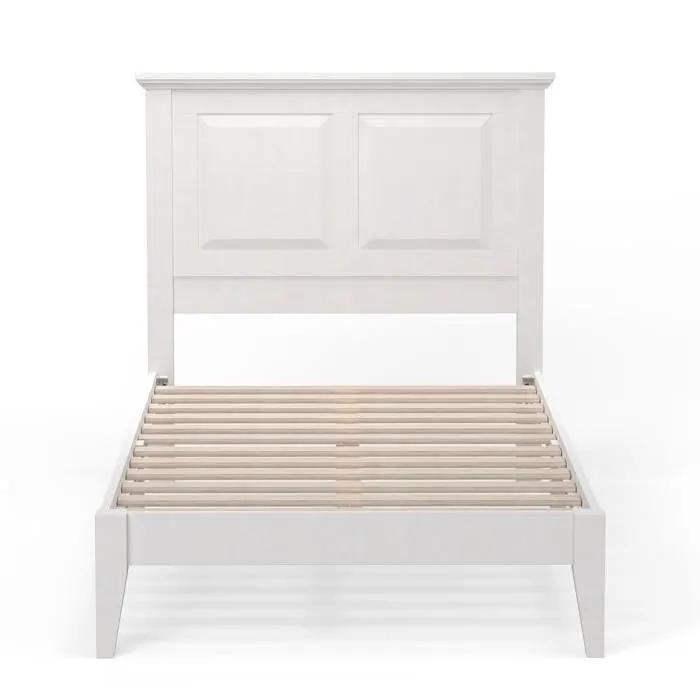 Twin Traditional Solid Oak Wooden Platform Bed Frame with Headboard in White by HomePacific
