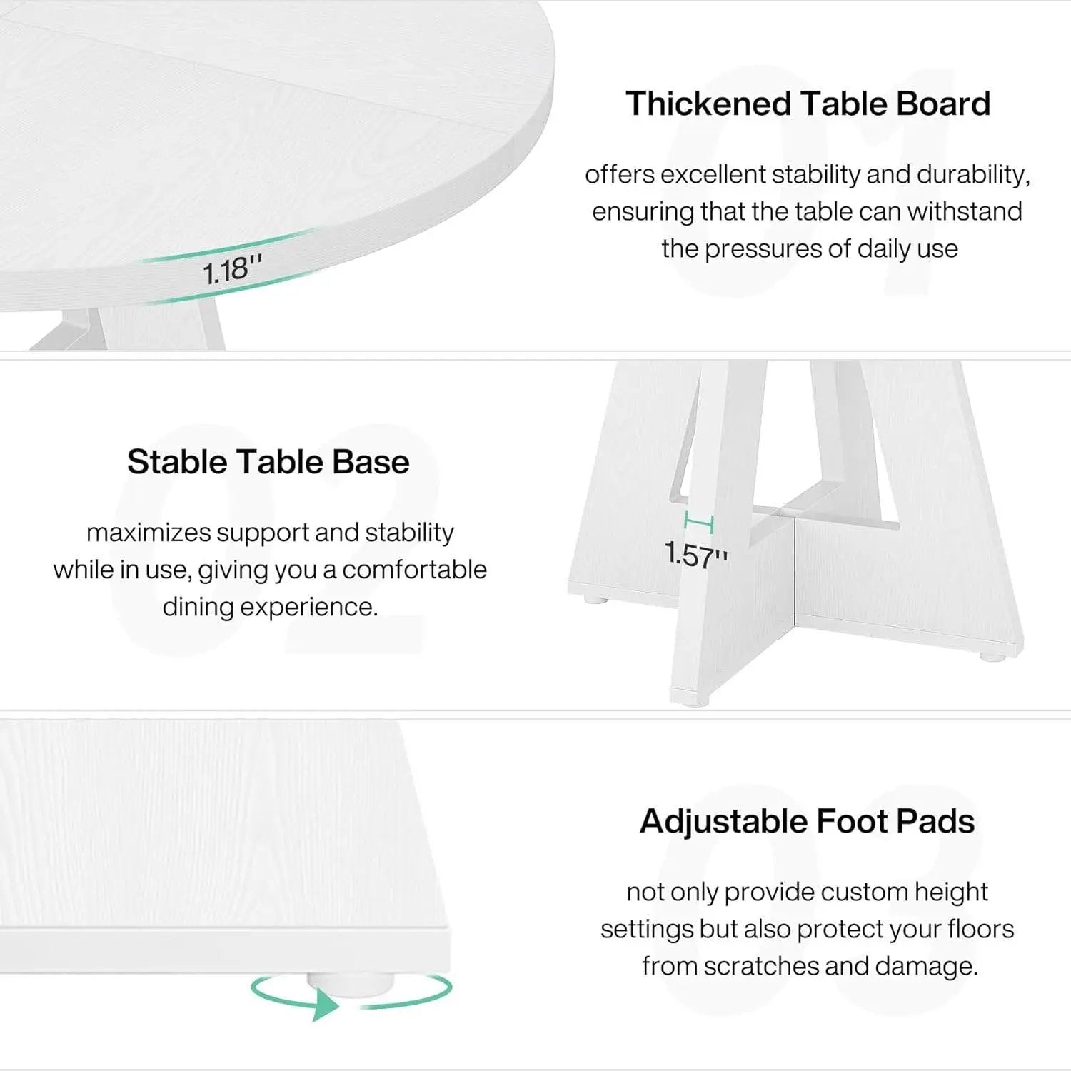 Modern Kitchen Round Circular Dining Table in White Wood Finish by HomePacific