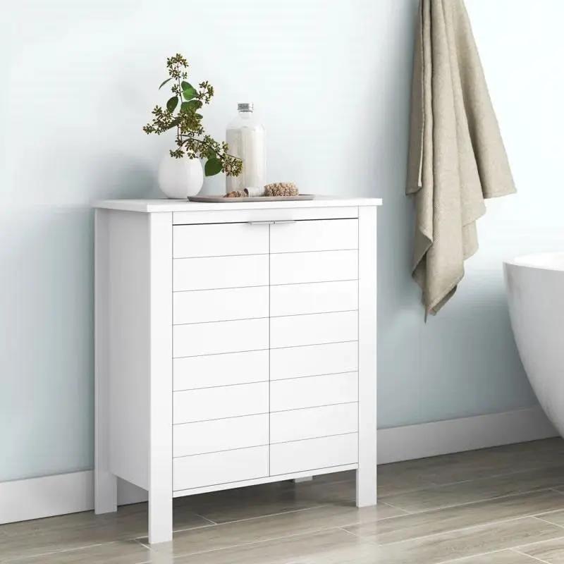 Bathroom Linen Cabinet with Storage Shelf in White Wood Finish by HomePacific