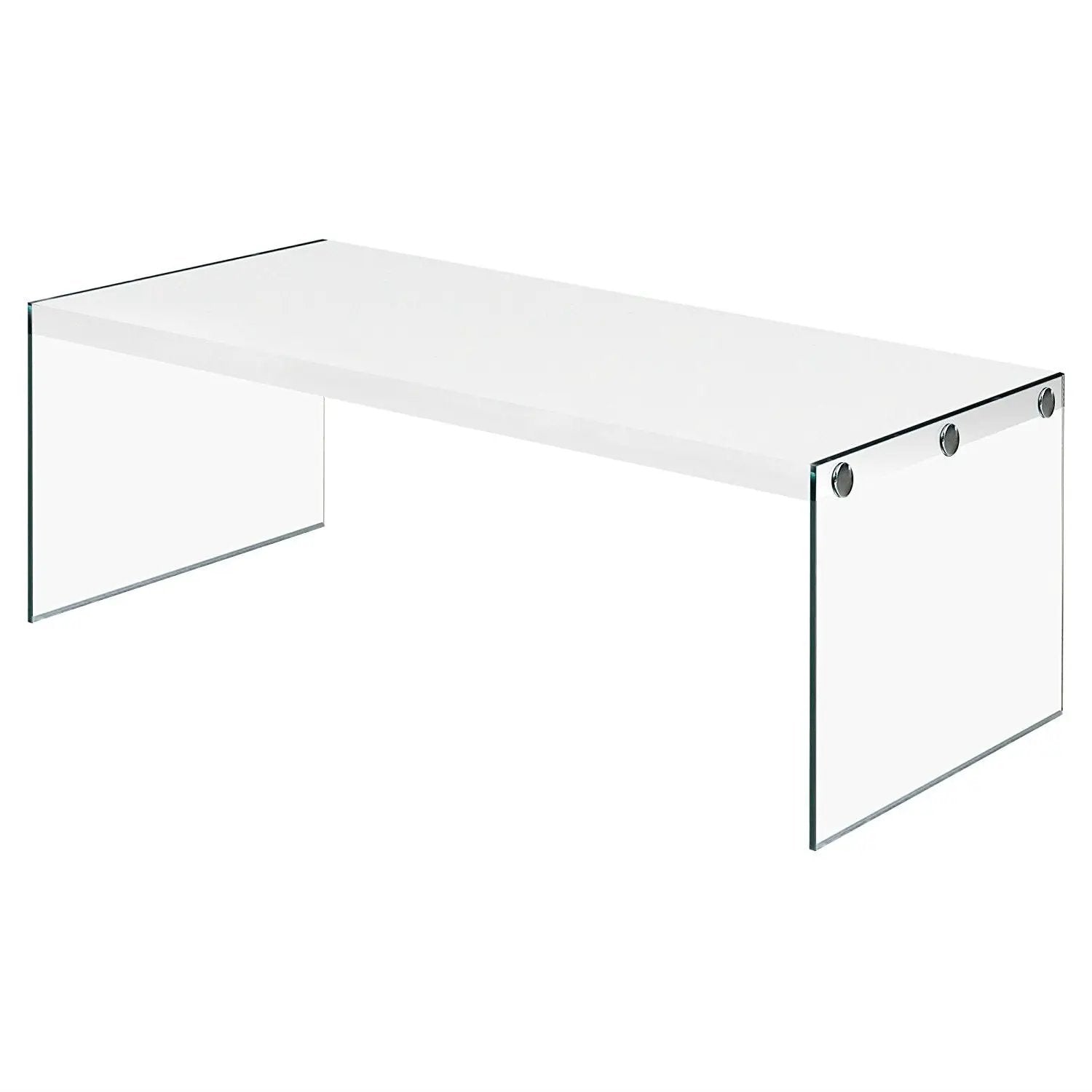 White Modern Rectangular Coffee Table with Tempered Glass Legs by HomePacific