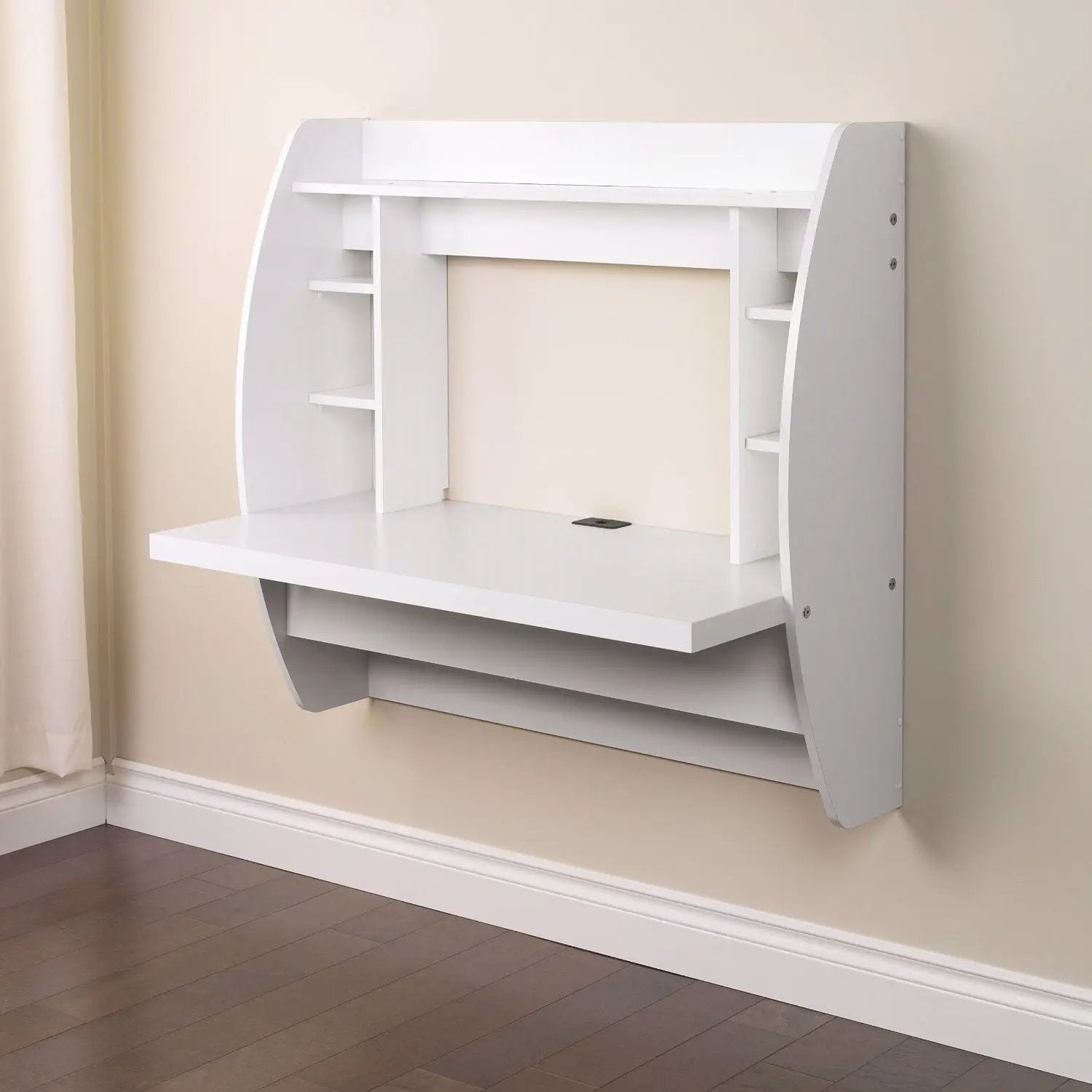 White Wall-Mounted Modern Space Saving Laptop Computer Desk by HomePacific