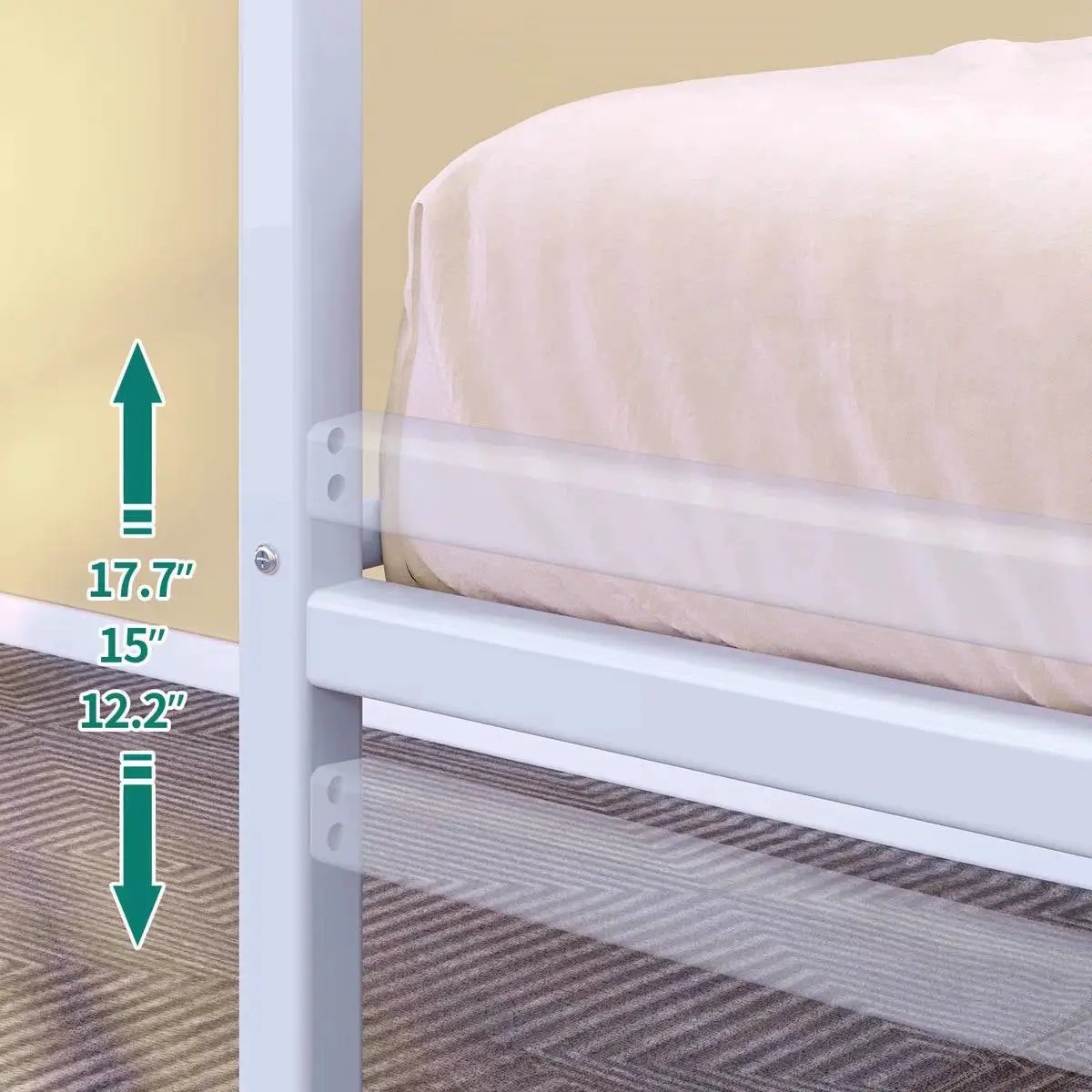Twin size White Metal Daybed Frame with Roll Out Trundle Bed Frame by HomePacific