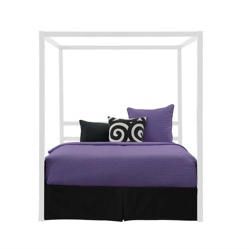 Queen size Modern White Metal Canopy Bed - No Box-Springs Required by HomePacific