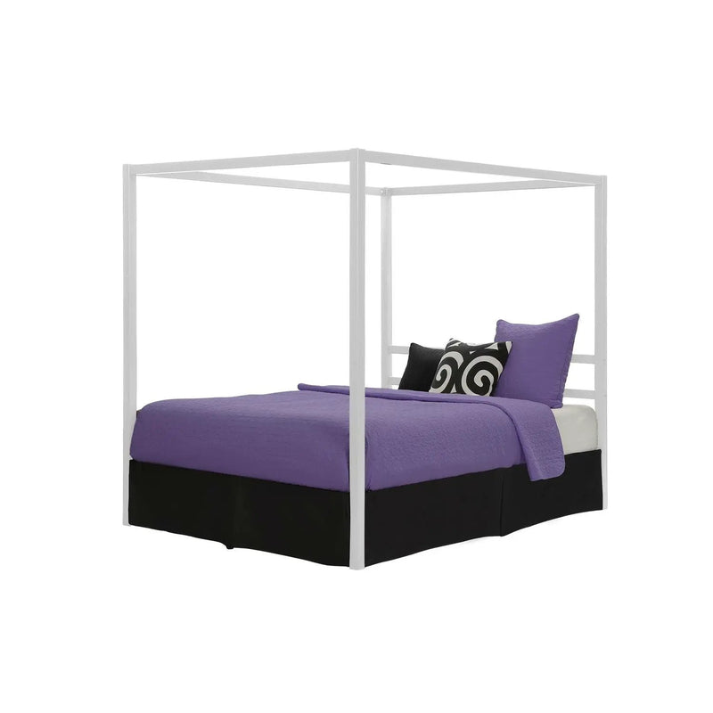 Queen size Modern White Metal Canopy Bed - No Box-Springs Required by HomePacific