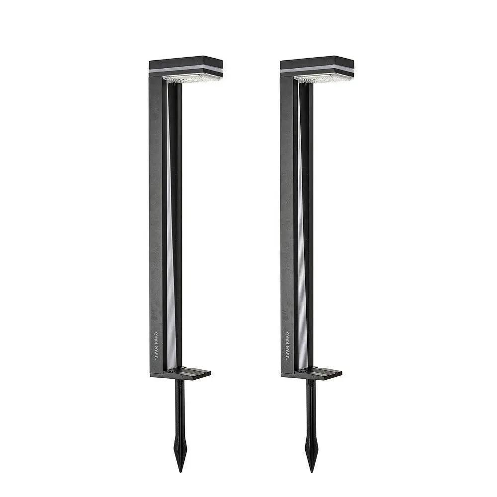 Set of 2 - Modern Outdoor Solar Light White LED Path Outdoor Yard Lighting by HomePacific