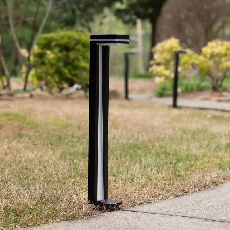 Set of 2 - Modern Outdoor Solar Light White LED Path Outdoor Yard Lighting by HomePacific