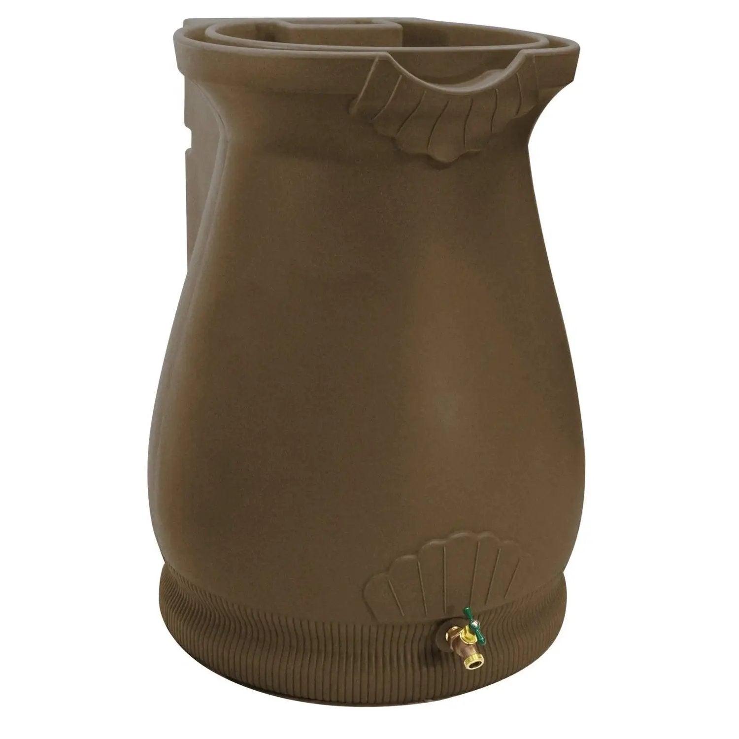 Brown Oak 65 Gallon Plastic Urn Rain Barrel with Planter Top by HomePacific
