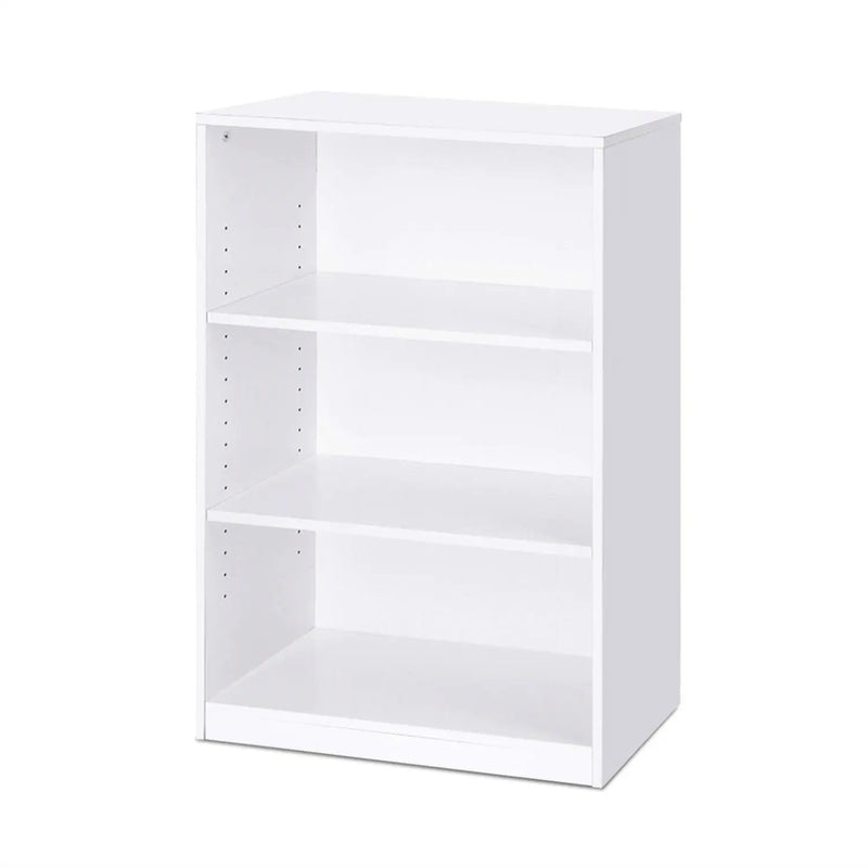 Modern 3-Shelf Bookcase in White Wood Finish by HomePacific