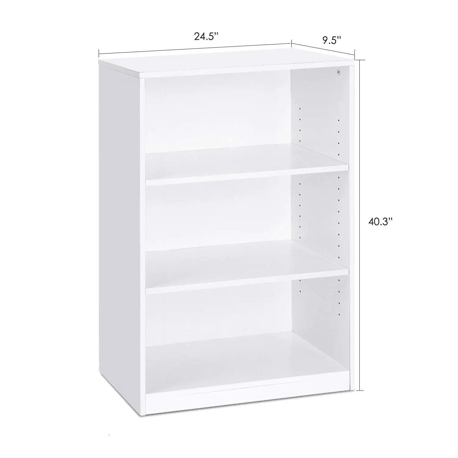 Modern 3-Shelf Bookcase in White Wood Finish by HomePacific