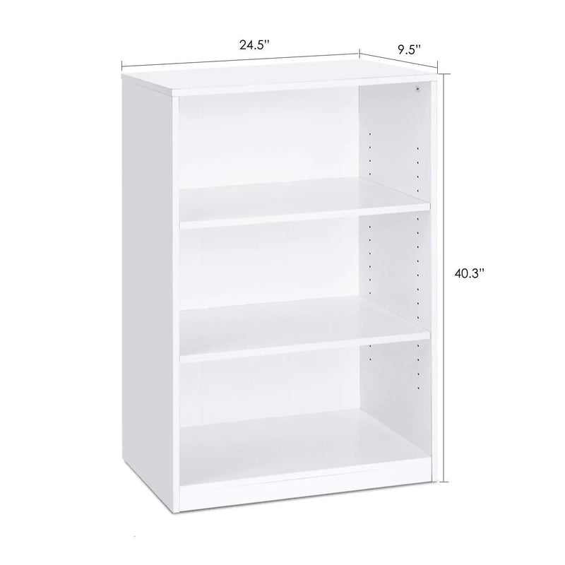 Modern 3-Shelf Bookcase in White Wood Finish by HomePacific