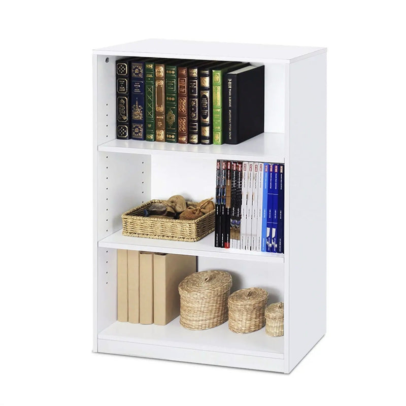 Modern 3-Shelf Bookcase in White Wood Finish by HomePacific