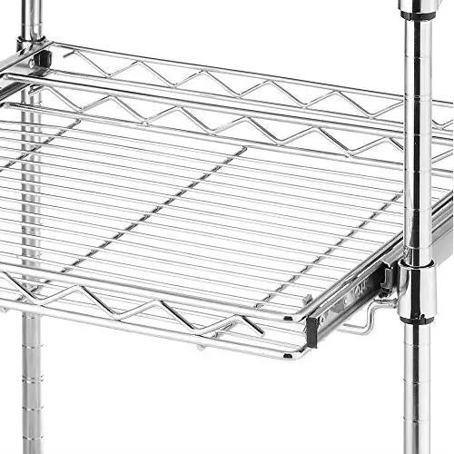 Sturdy Metal Kitchen Microwave Cart with Adjustable Shelves and Locking Wheels by HomePacific
