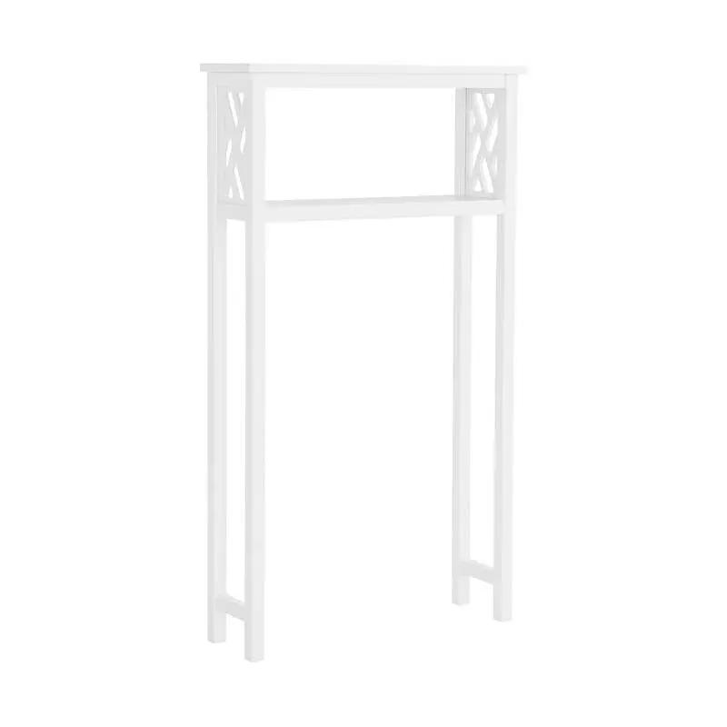 White Solid Wood Over the Toilet 1-Shelf Storage Rack by HomePacific