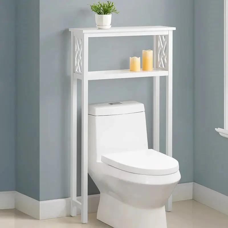 White Solid Wood Over the Toilet 1-Shelf Storage Rack by HomePacific