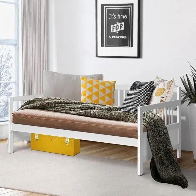 Twin size 2-in-1 Wood Daybed Frame Sofa Bed in White Finish by HomePacific