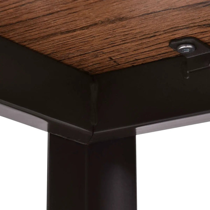 Industrial Modern Steel Frame Wood Top Computer Desk with Locking Wheels by HomePacific