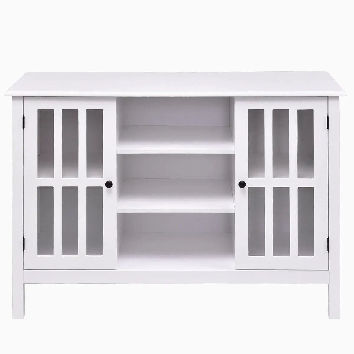 White Wood 43-inch TV Stand with Glass Panel Doors by HomePacific