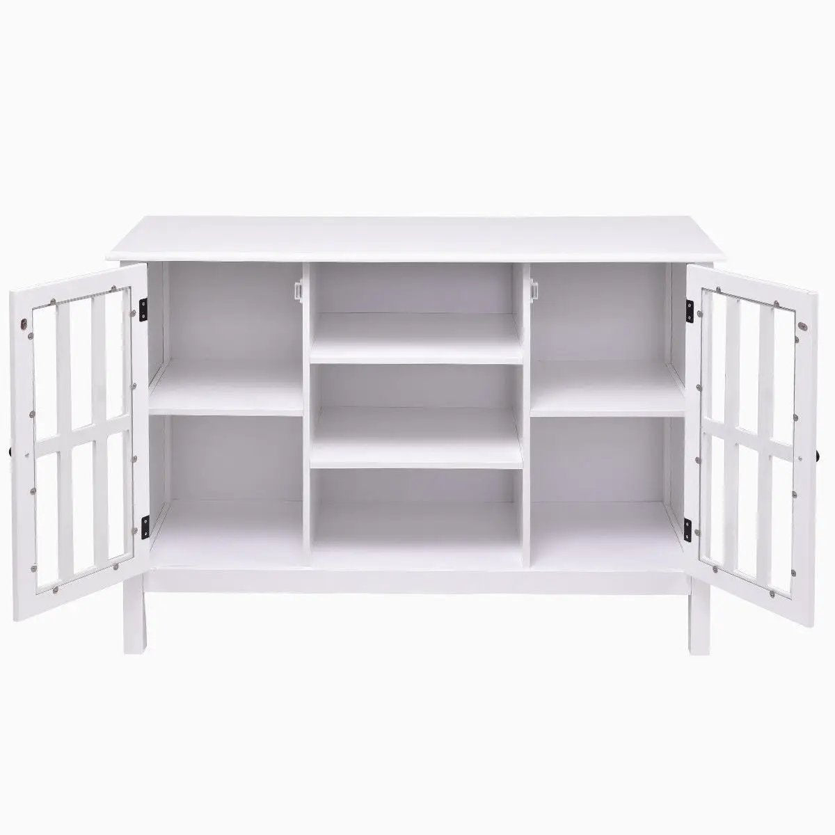 White Wood 43-inch TV Stand with Glass Panel Doors by HomePacific