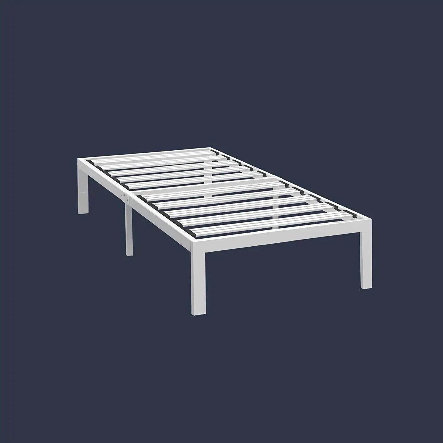 Twin size Heavy Duty Steel Platform Bed Frame in White by HomePacific