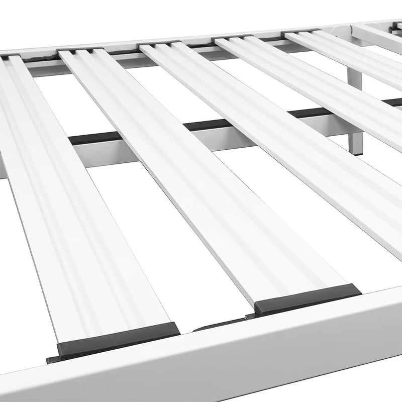 Twin size Heavy Duty Steel Platform Bed Frame in White by HomePacific