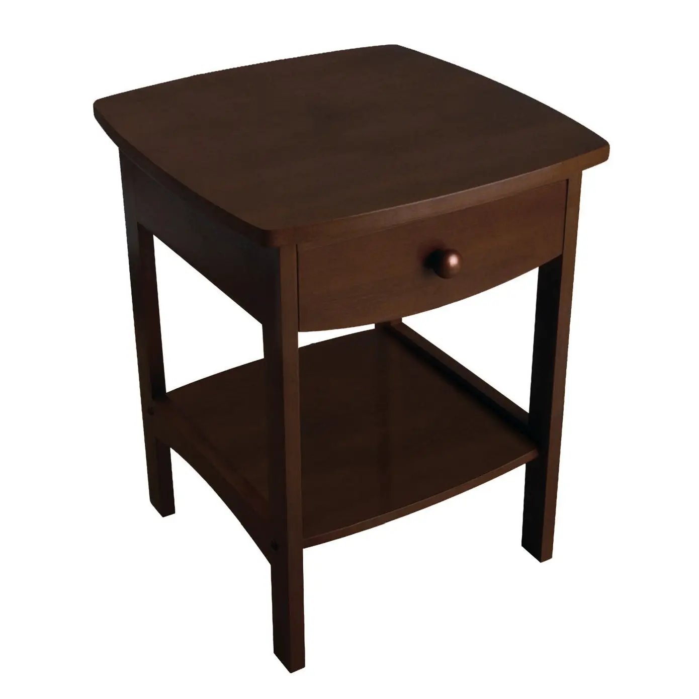Walnut Finish Accent Table Nightstand with One Drawer by HomePacific