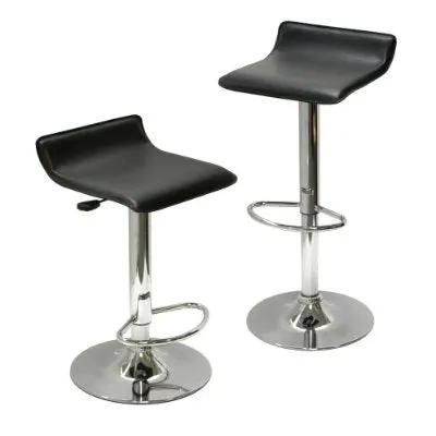 Set of 2 Modern Air-Lift Adjustable Bar Stools with Black Seat by HomePacific