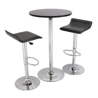 Set of 2 Modern Air-Lift Adjustable Bar Stools with Black Seat by HomePacific