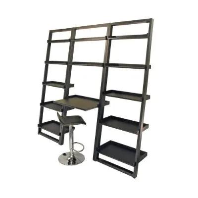 Set of 2 Modern Air-Lift Adjustable Bar Stools with Black Seat by HomePacific