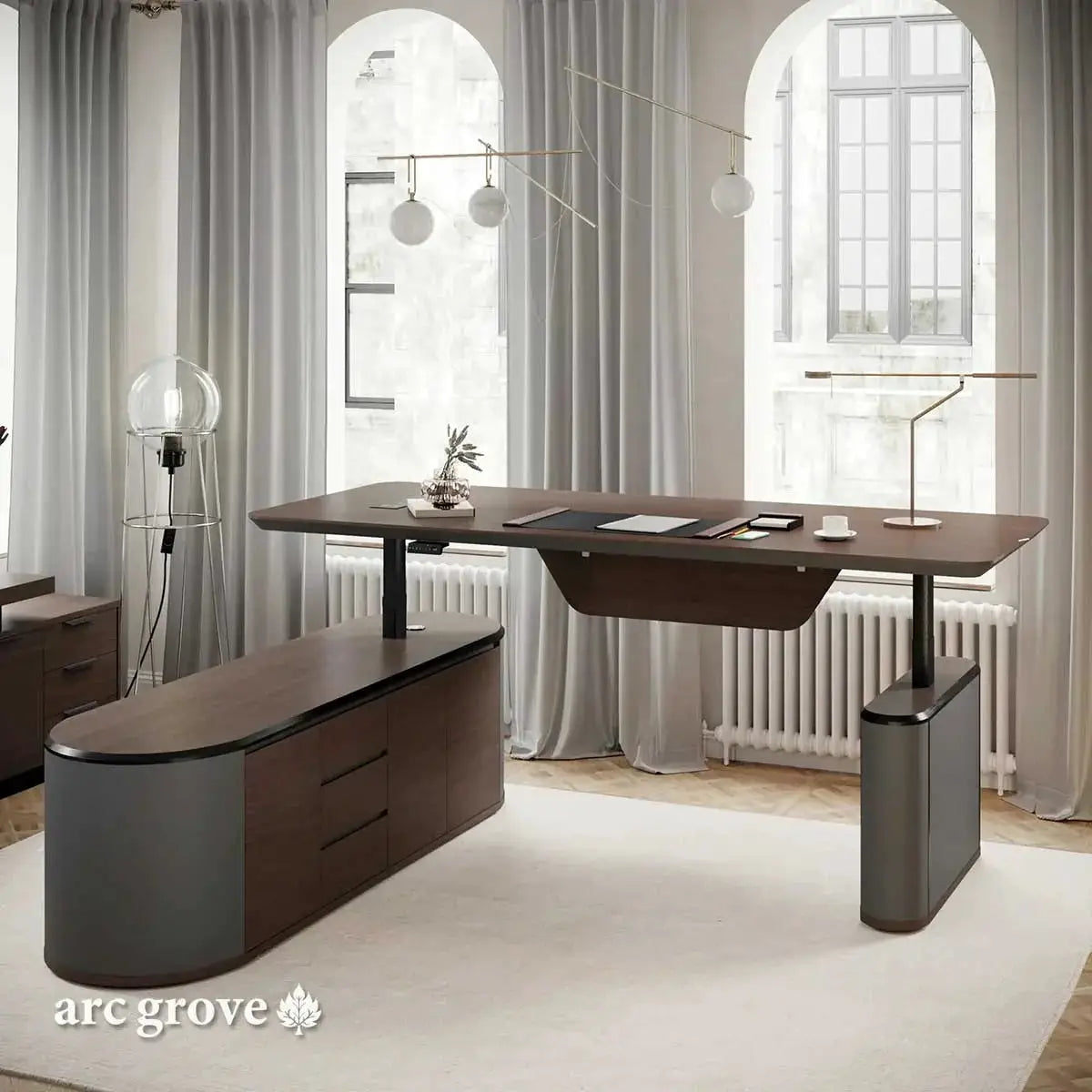 Sawyer · L-Shaped Executive Standing Desk, Adjustable Height by Arc Grove