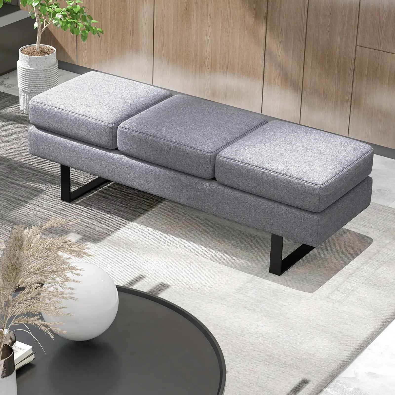 Waiting Room Bench Seating Long Bench with Metal Frame Leg by DirectDeals