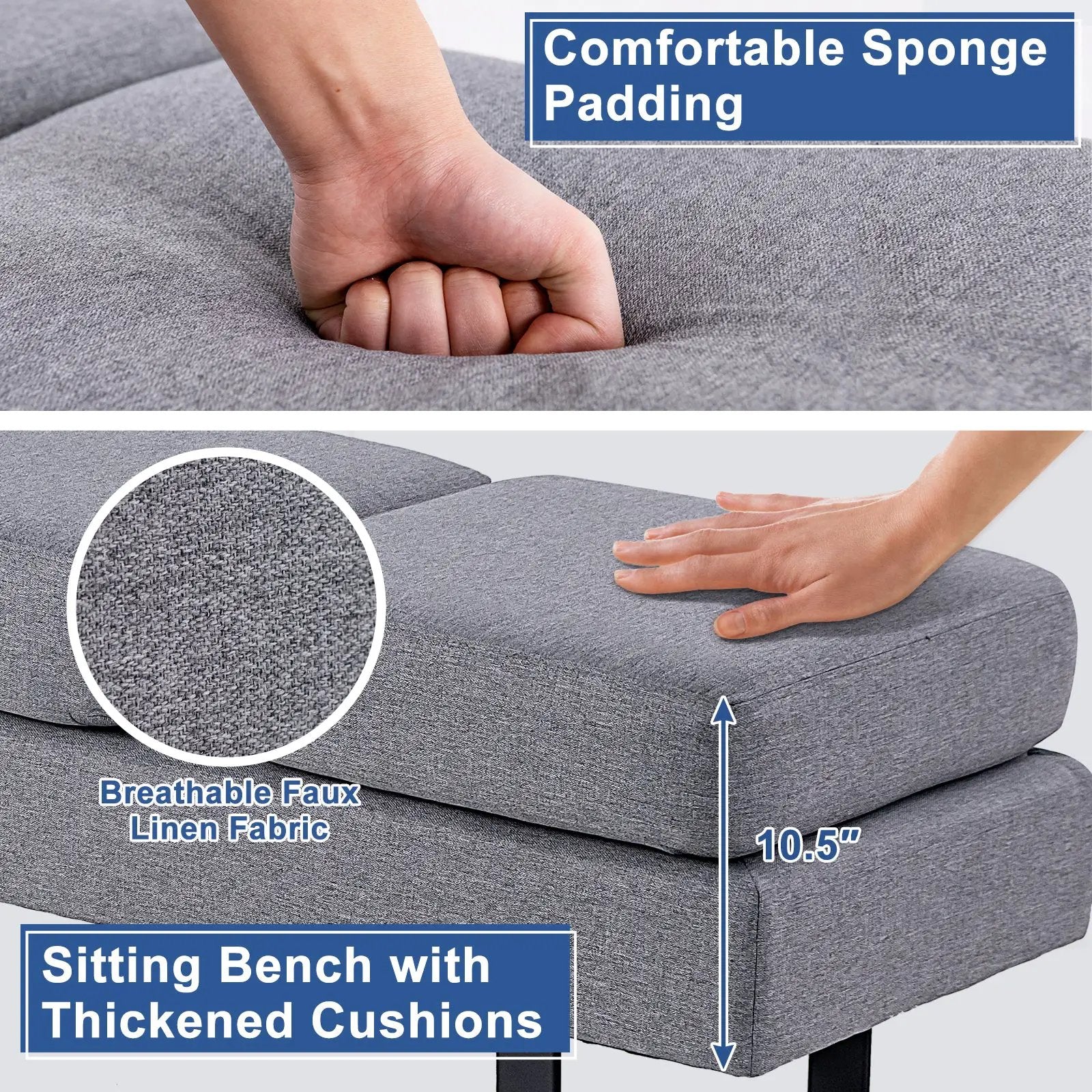 Waiting Room Bench Seating Long Bench with Metal Frame Leg by DirectDeals