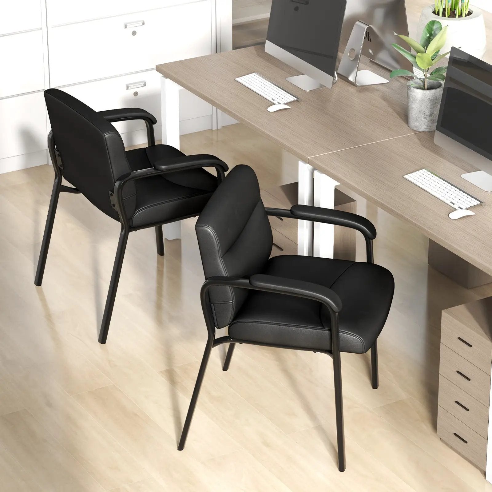 Waiting Room Chair No Wheels Set of 2-Black by DirectDeals