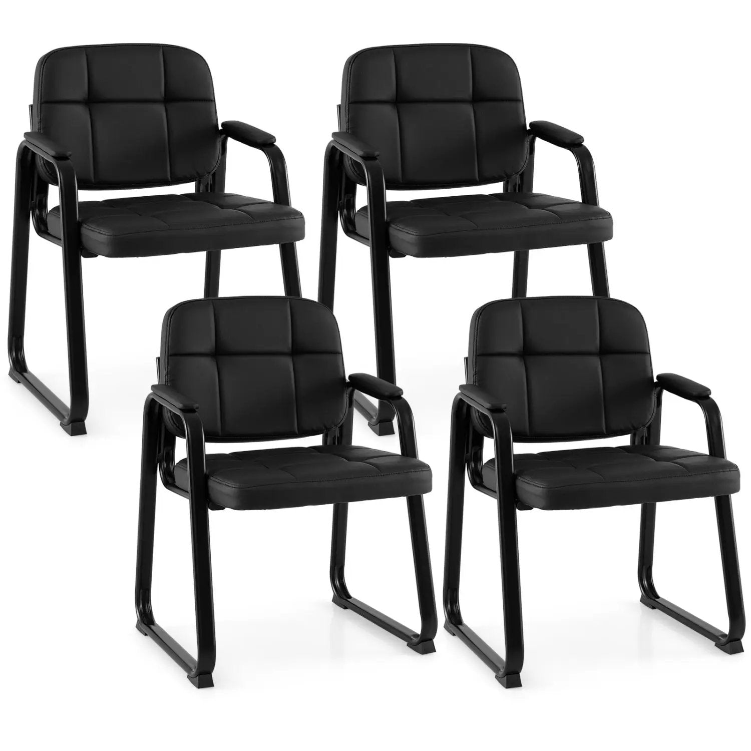 Waiting Room Guest Chairs Set of 4 Leather Office Reception Chairs by DirectDeals
