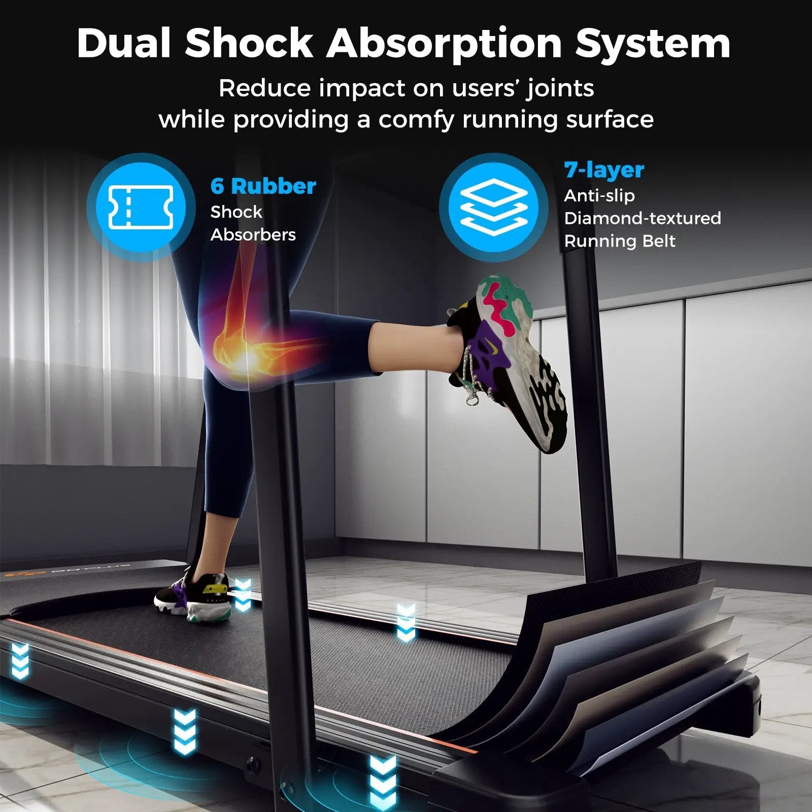 2.5 HP Walking Treadmill with Long Handrails for Seniors-Black by DirectDeals