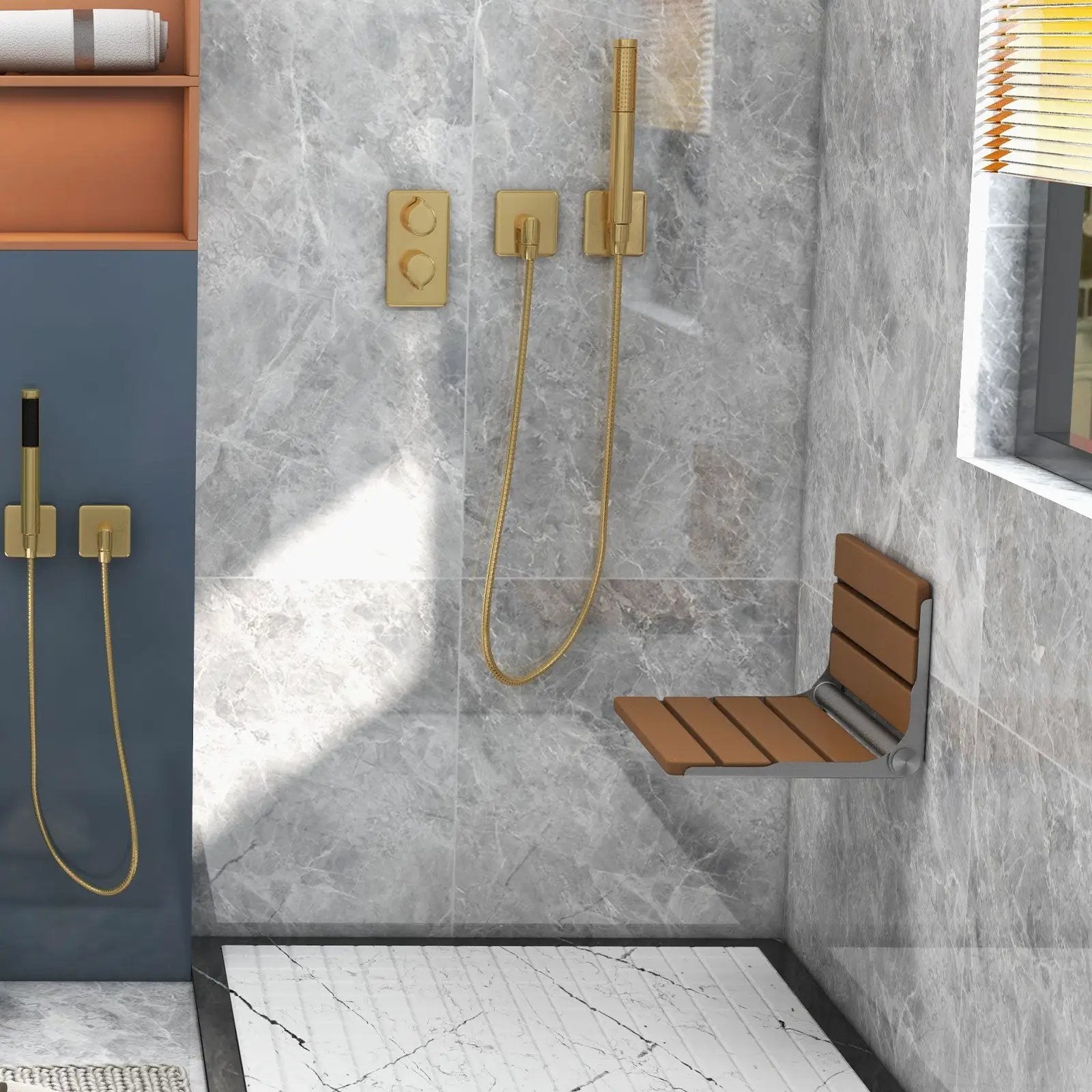 Wall-Mounted Foldable Waterproof HIPS Bathroom Bench by DirectDeals