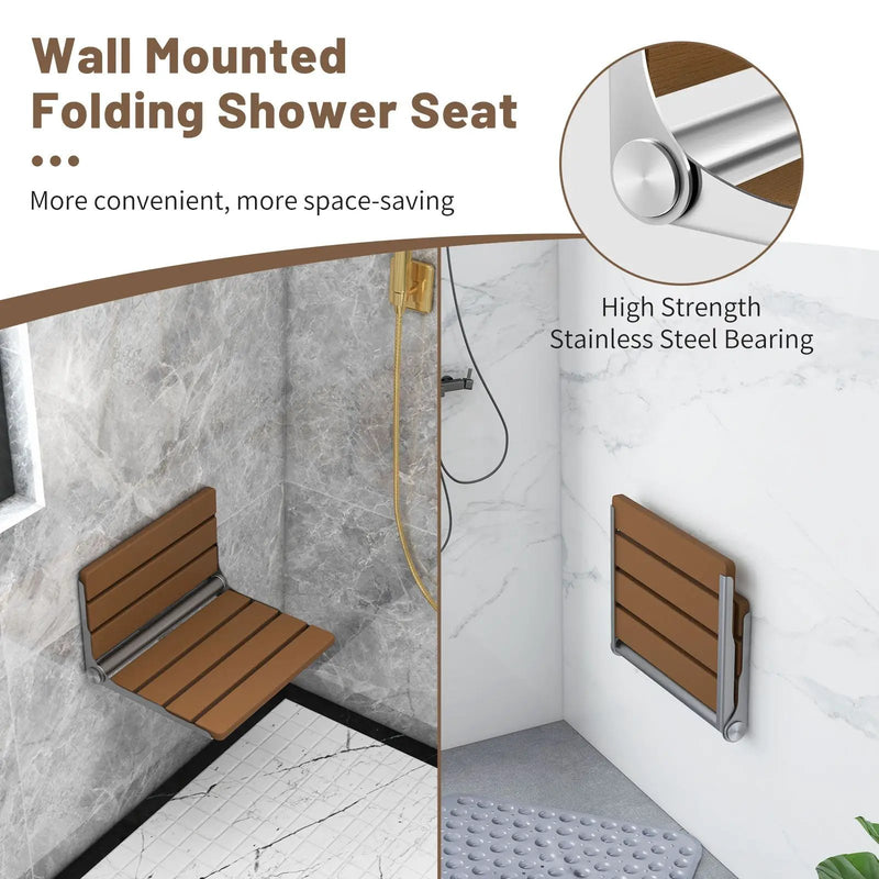 Wall-Mounted Foldable Waterproof HIPS Bathroom Bench by DirectDeals