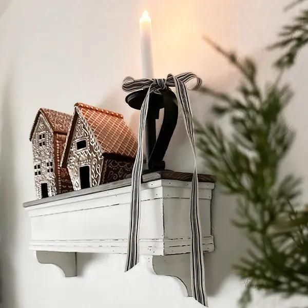 Distressed White Wood Wall Shelf by Decor Steals