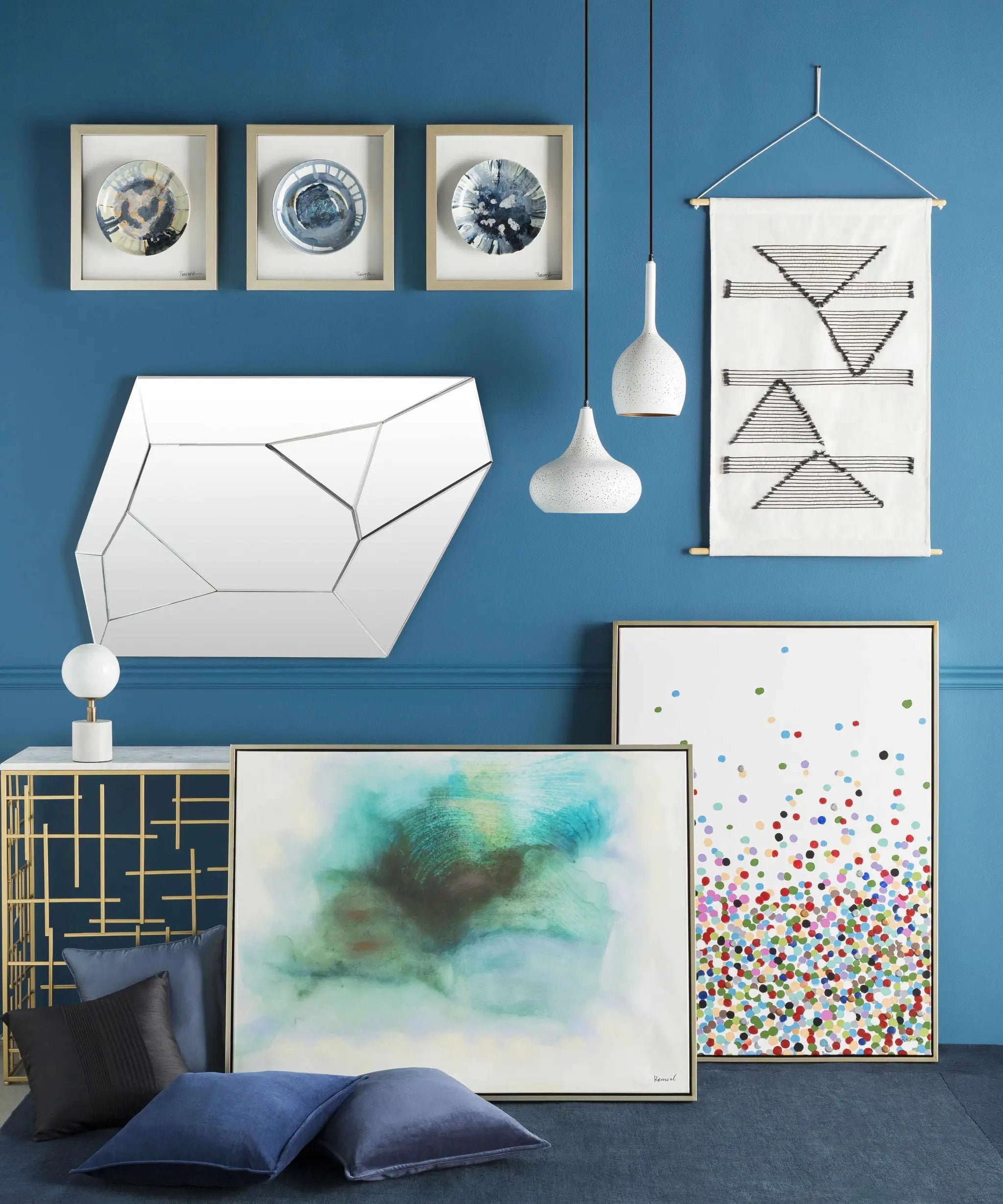 Garber Monochrome Geometric Wall Hanging by Boutique Rugs