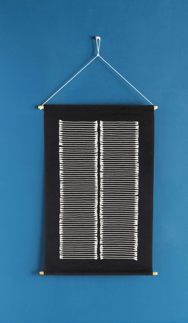 Queen Navy Fringed Wall Hanging by Boutique Rugs