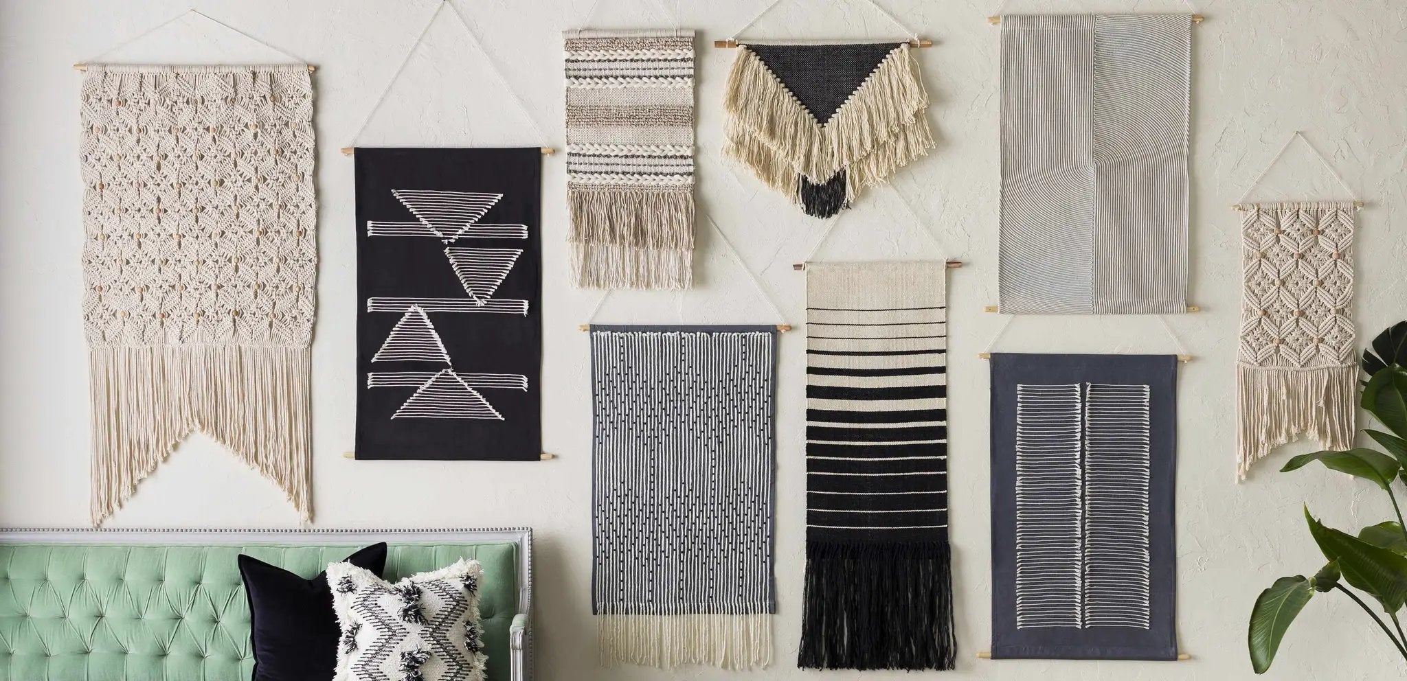 Lopez Navy Cotton Striped Wall Hanging by Boutique Rugs