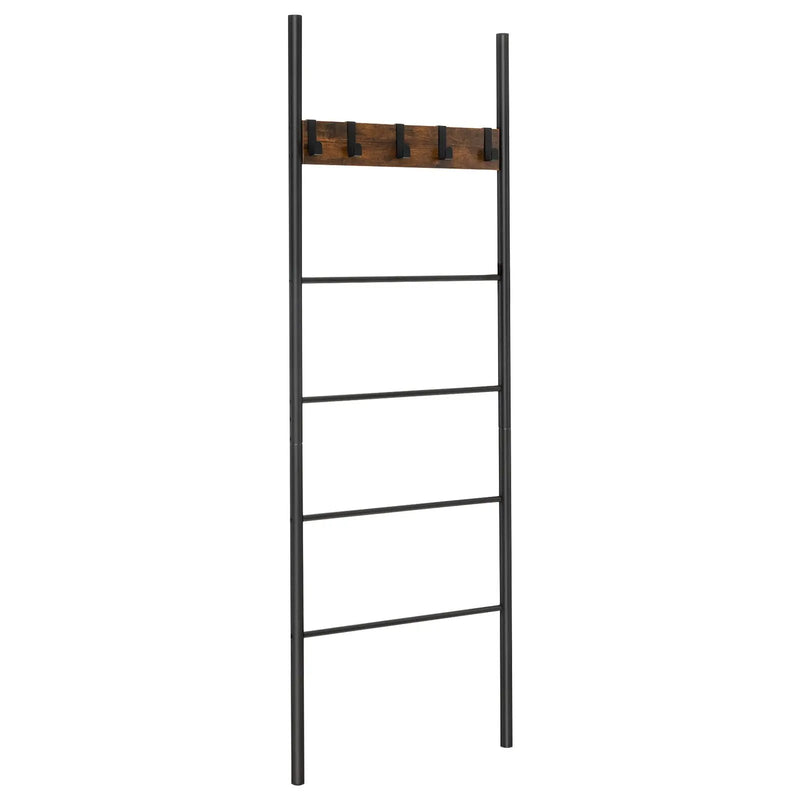 Wall-Leaning Decorative Blanket Holder with 5 Removable Hooks by DirectDeals