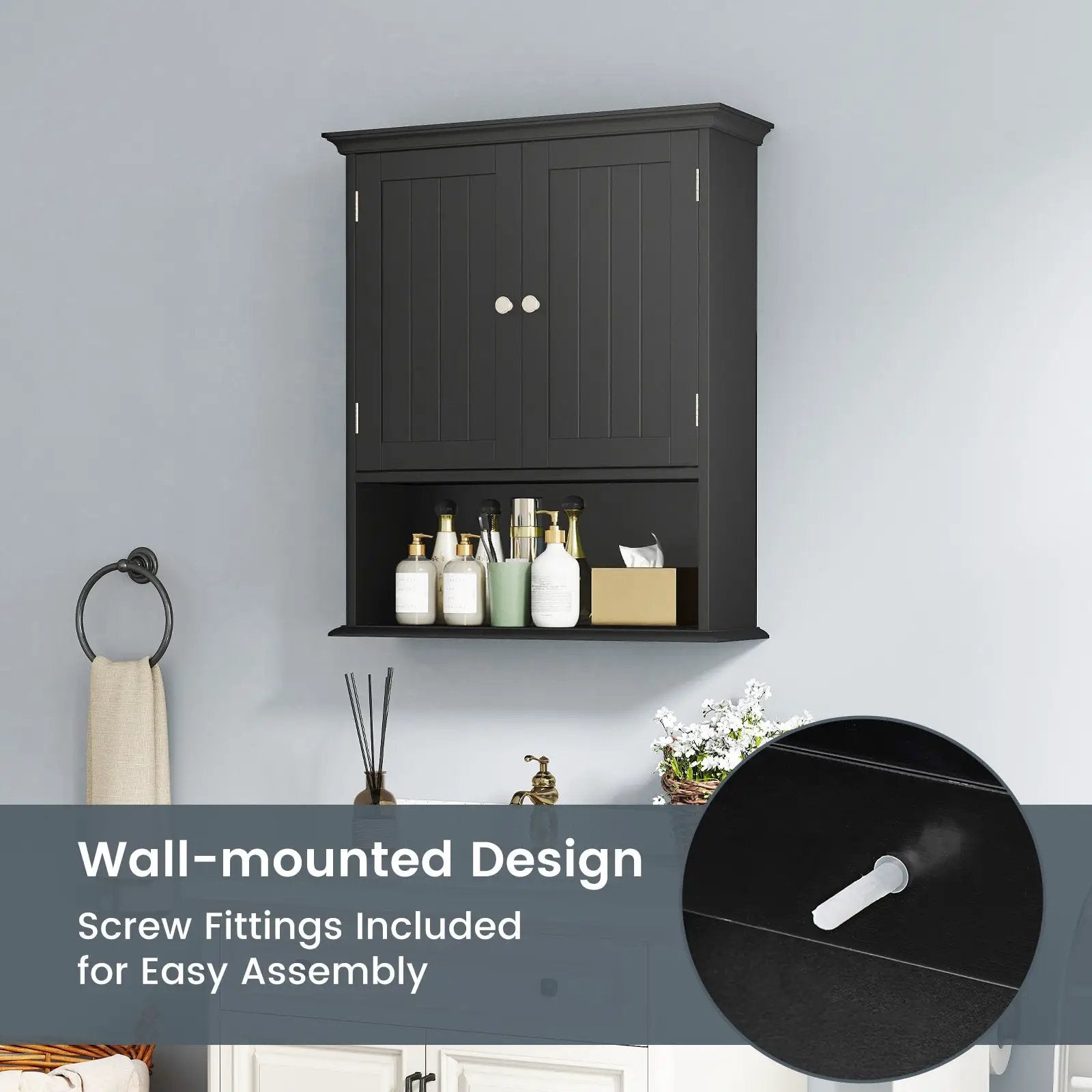 Wall Mount Bathroom Cabinet Storage Organizer with Doors and Shelves by DirectDeals