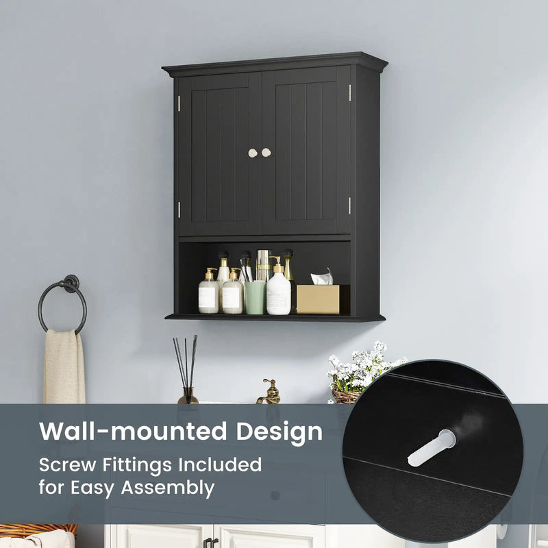 Wall Mount Bathroom Cabinet Storage Organizer with Doors and Shelves by DirectDeals