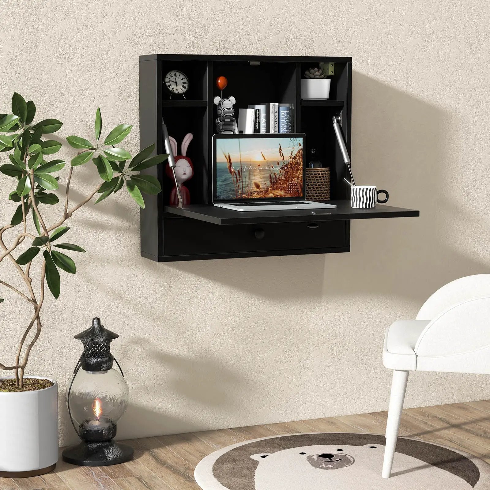 Wall-Mount Floating Desk Foldable Space Saving Laptop Workstation by DirectDeals