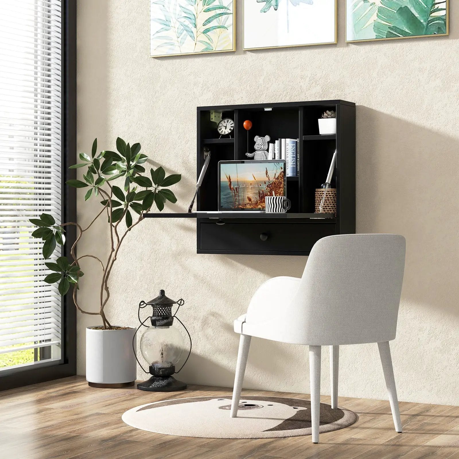 Wall-Mount Floating Desk Foldable Space Saving Laptop Workstation by DirectDeals