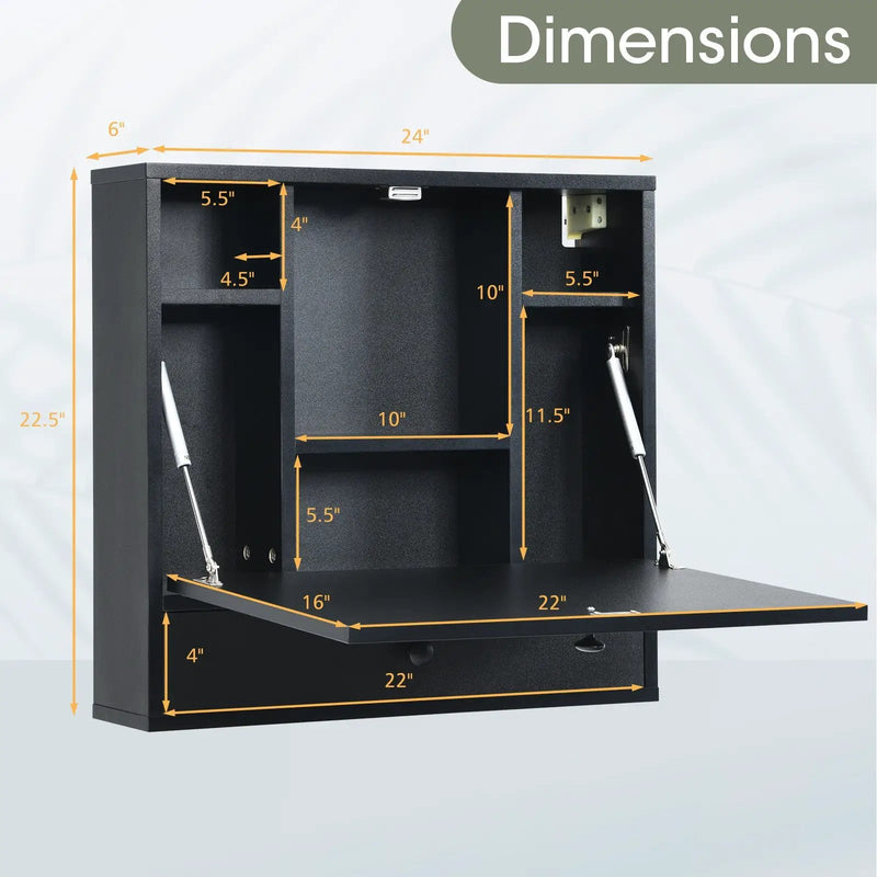 Wall-Mount Floating Desk Foldable Space Saving Laptop Workstation by DirectDeals